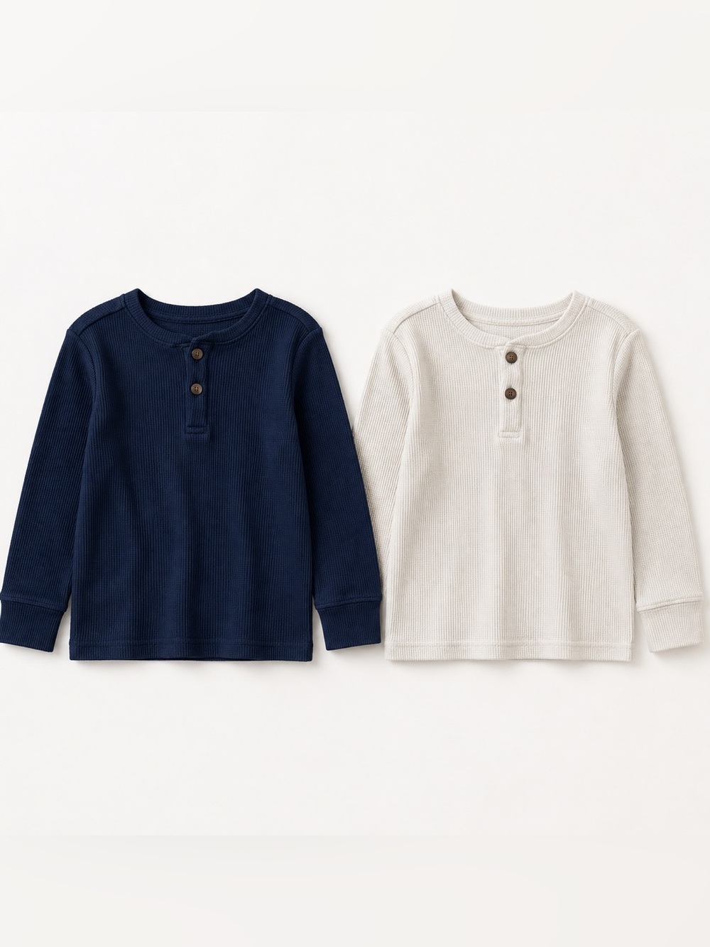 The Children’s Place Boys 3T Thermal Henley Shirts Navy Cream 2-Pack